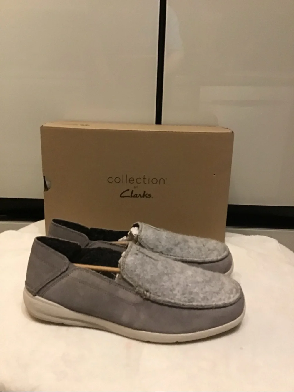 Clarks Gorwin Step Men's Grey Suede Loafers in grey suede, featuring a slip on